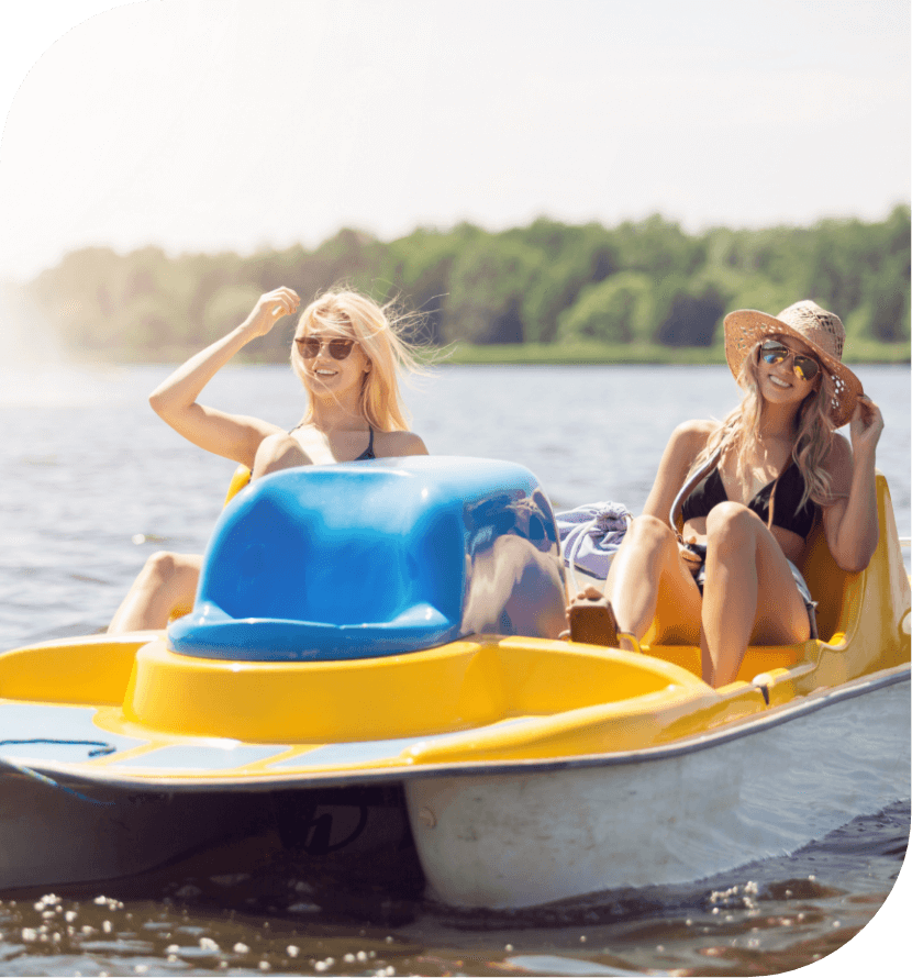 Pedal boat ride at Lake Raviège