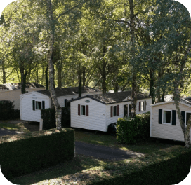 Parc des mobil-homes en location au camping des Cèpes à la Salvetat-sur-Agout